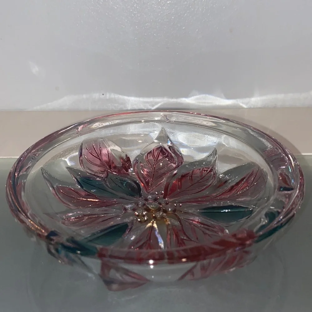 SAVOIR VIVRE CHRISTMAS GLASS POINSIETTA CANDY DISH